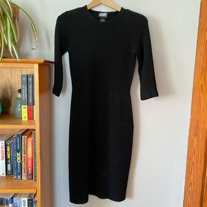 DKNY Vintage Black Wool Bodycon Dress